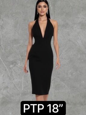💎Vintage Papell Boutique Sleek Black Halter Dress